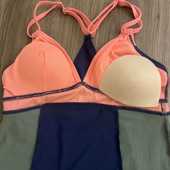 NWT Title Nine Color-block Tankini Top, Racerback, Women Medium, Blue Green Pink - Picture 13 of 16